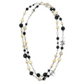 Chanel Chain Necklace Artificial Pearl Rhinestone Silver 10A