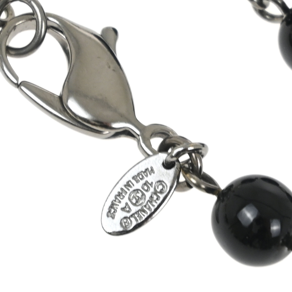 Chanel Chain Necklace Artificial Pearl Rhinestone Silver 10A