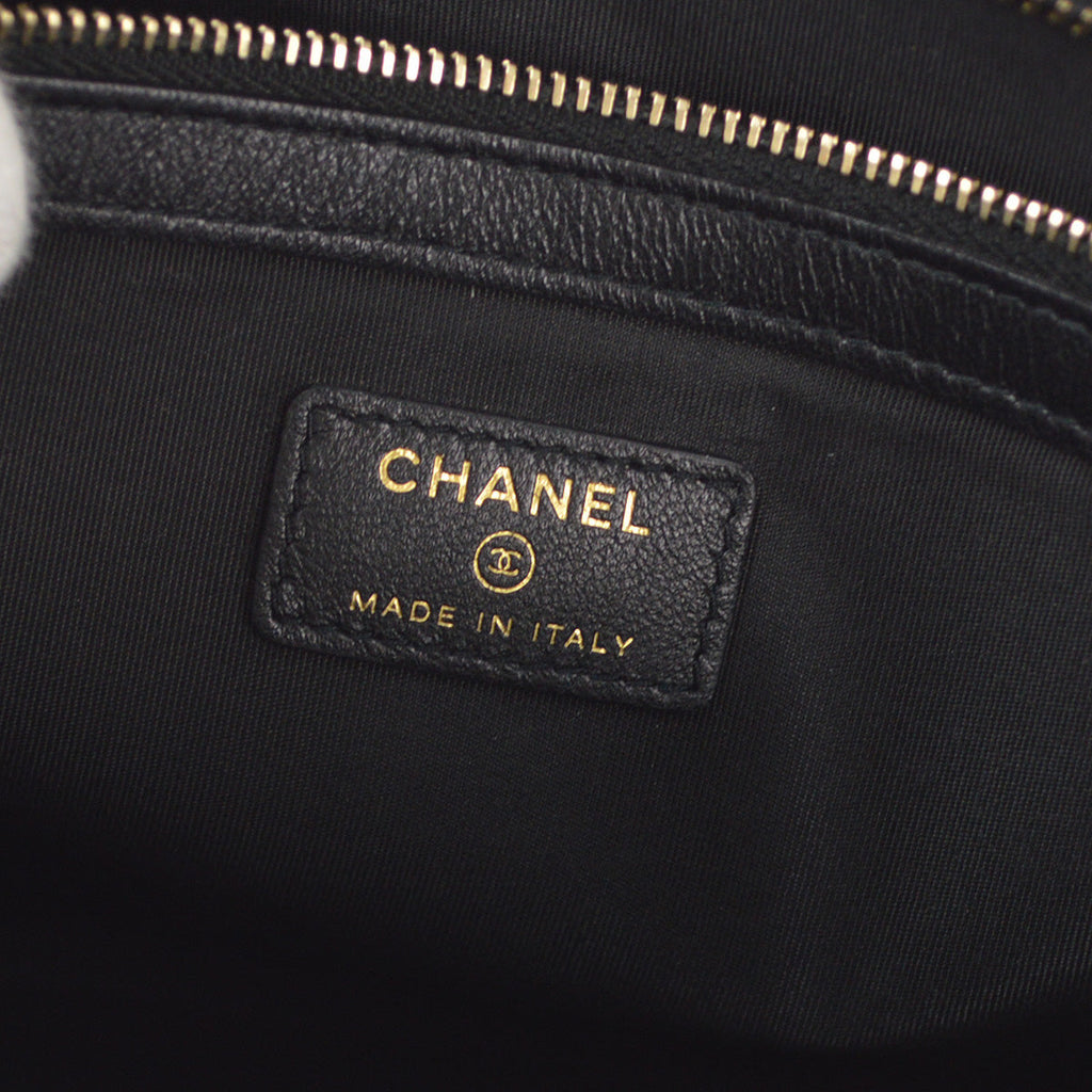 Chanel 2019 Black Vinyl Lambskin Clutch Bag