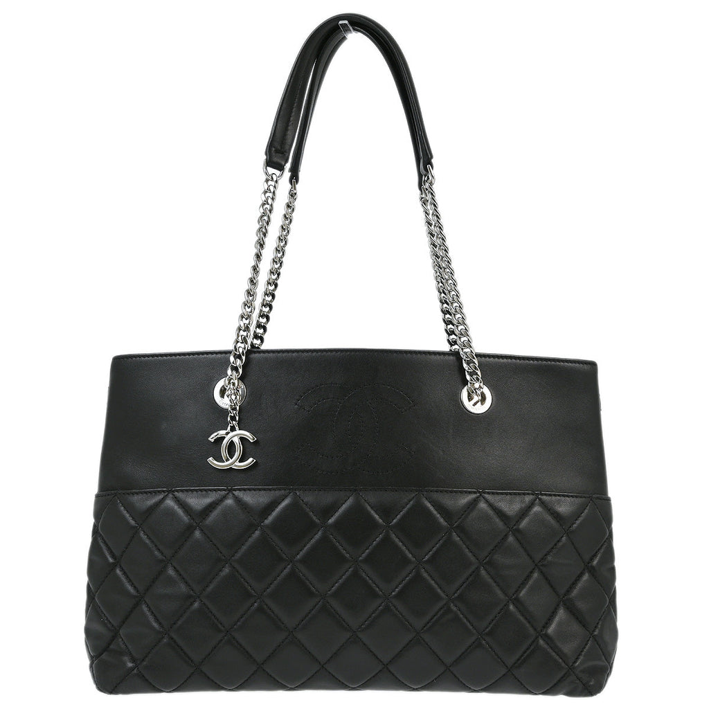Chanel 2017 Black Lambskin Chain Tote Shoulder Bag