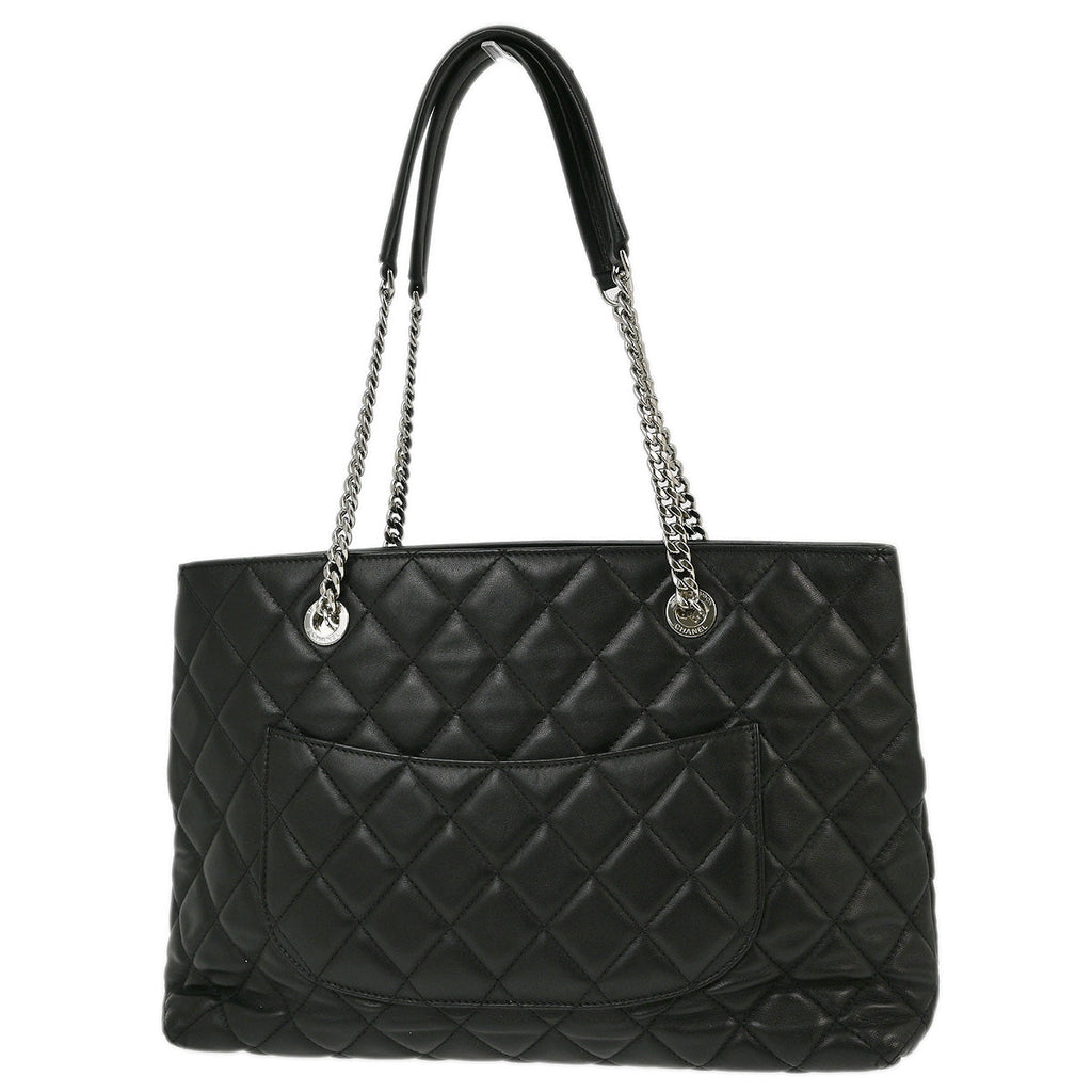 Chanel 2017 Black Lambskin Chain Tote Shoulder Bag