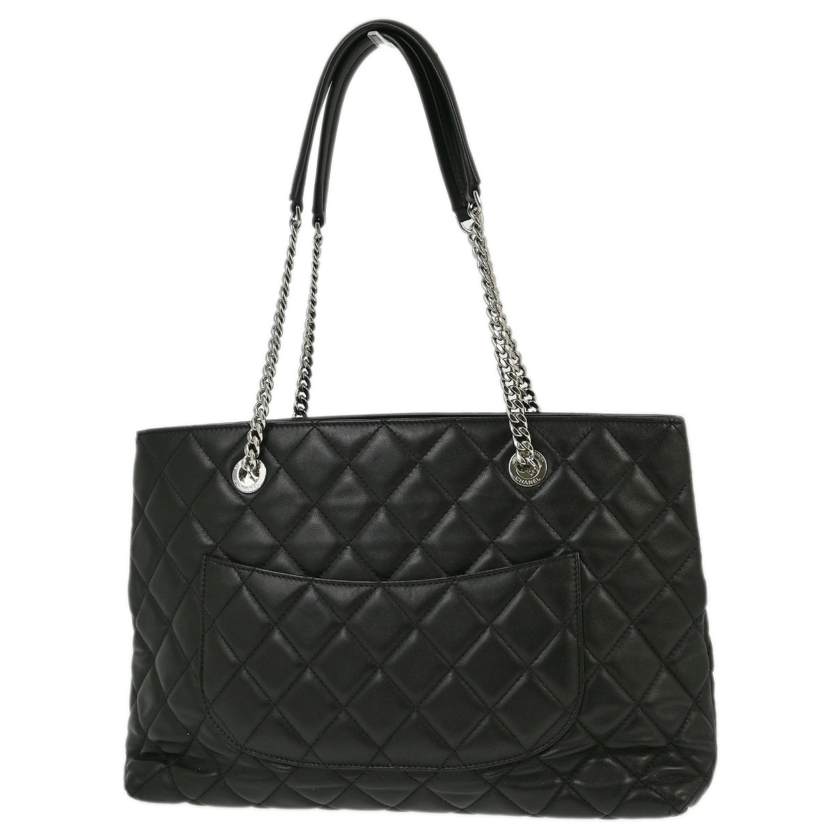 Chanel 2017 Black Lambskin Chain Tote Shoulder Bag