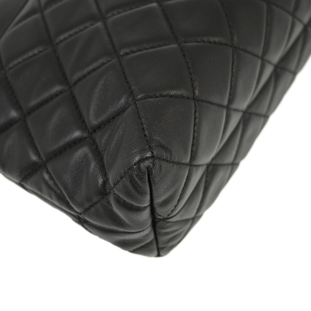 Chanel 2017 Black Lambskin Chain Tote Shoulder Bag