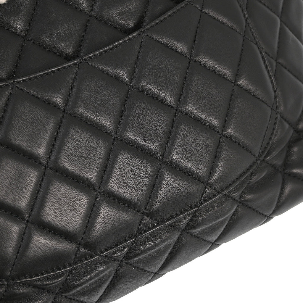 Chanel 2017 Black Lambskin Chain Tote Shoulder Bag