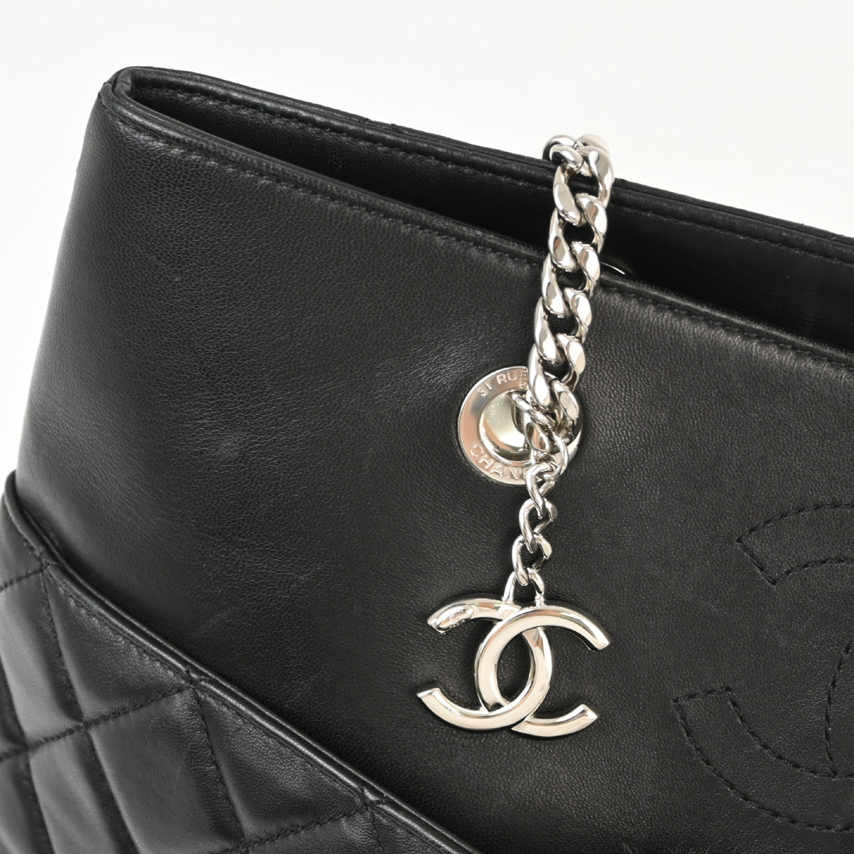 Chanel 2017 Black Lambskin Chain Tote Shoulder Bag