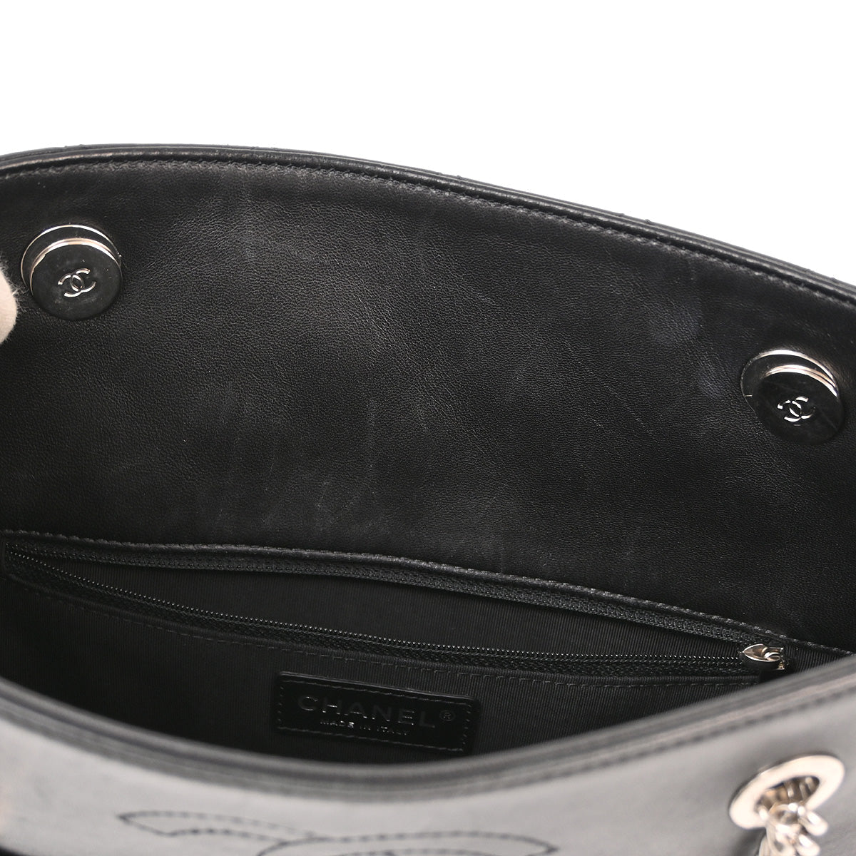 Chanel 2017 Black Lambskin Chain Tote Shoulder Bag
