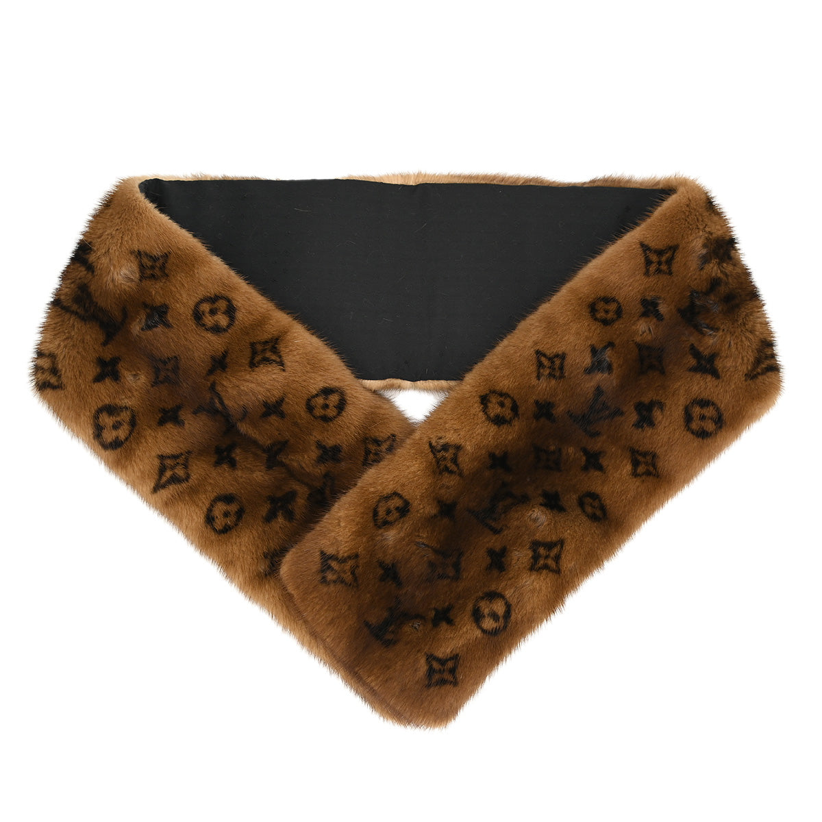 Louis Vuitton Brown Fur Monogram Echarpe Stole Shawl M76737 Small New