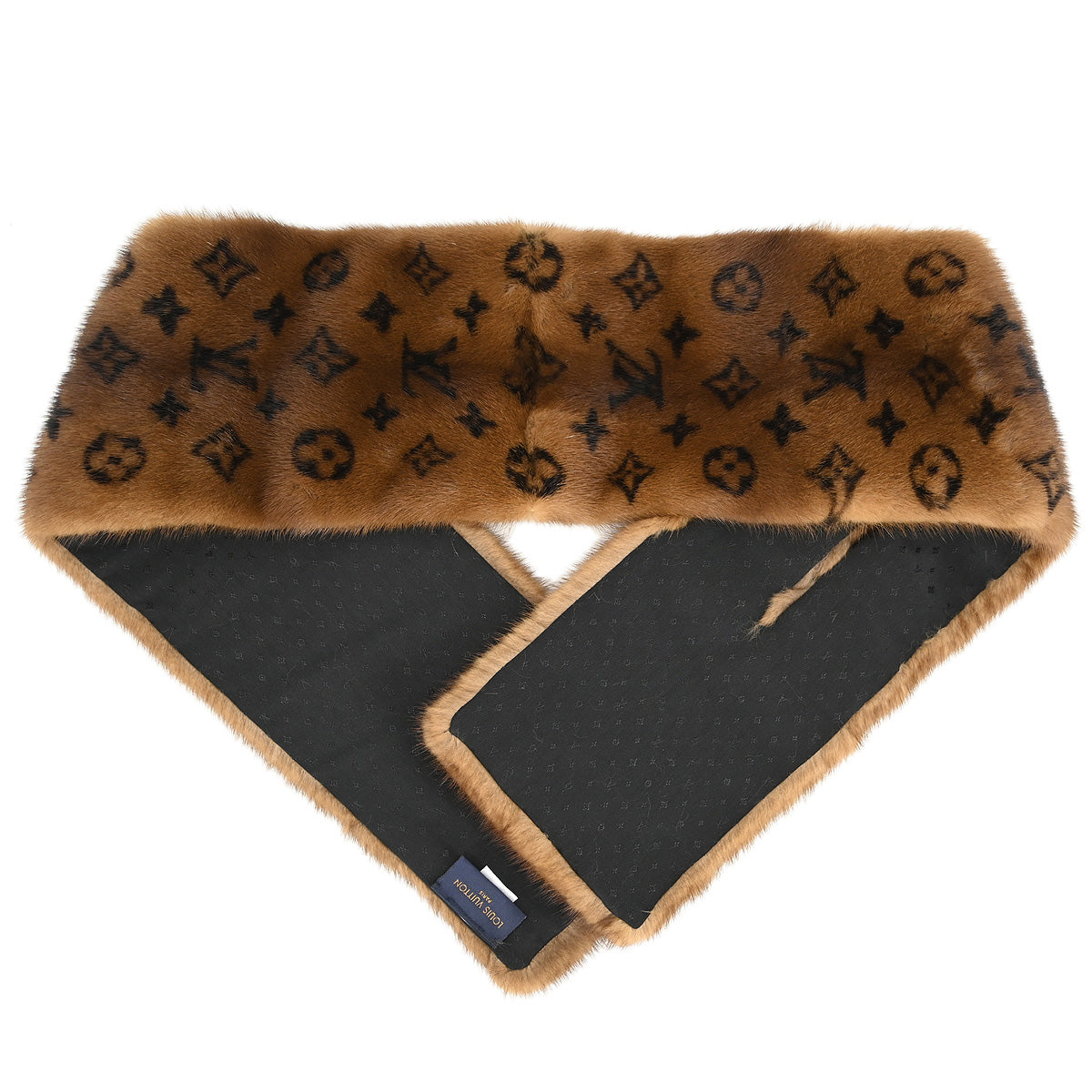 Louis Vuitton Brown Fur Monogram Echarpe Stole Shawl M76737 Small New