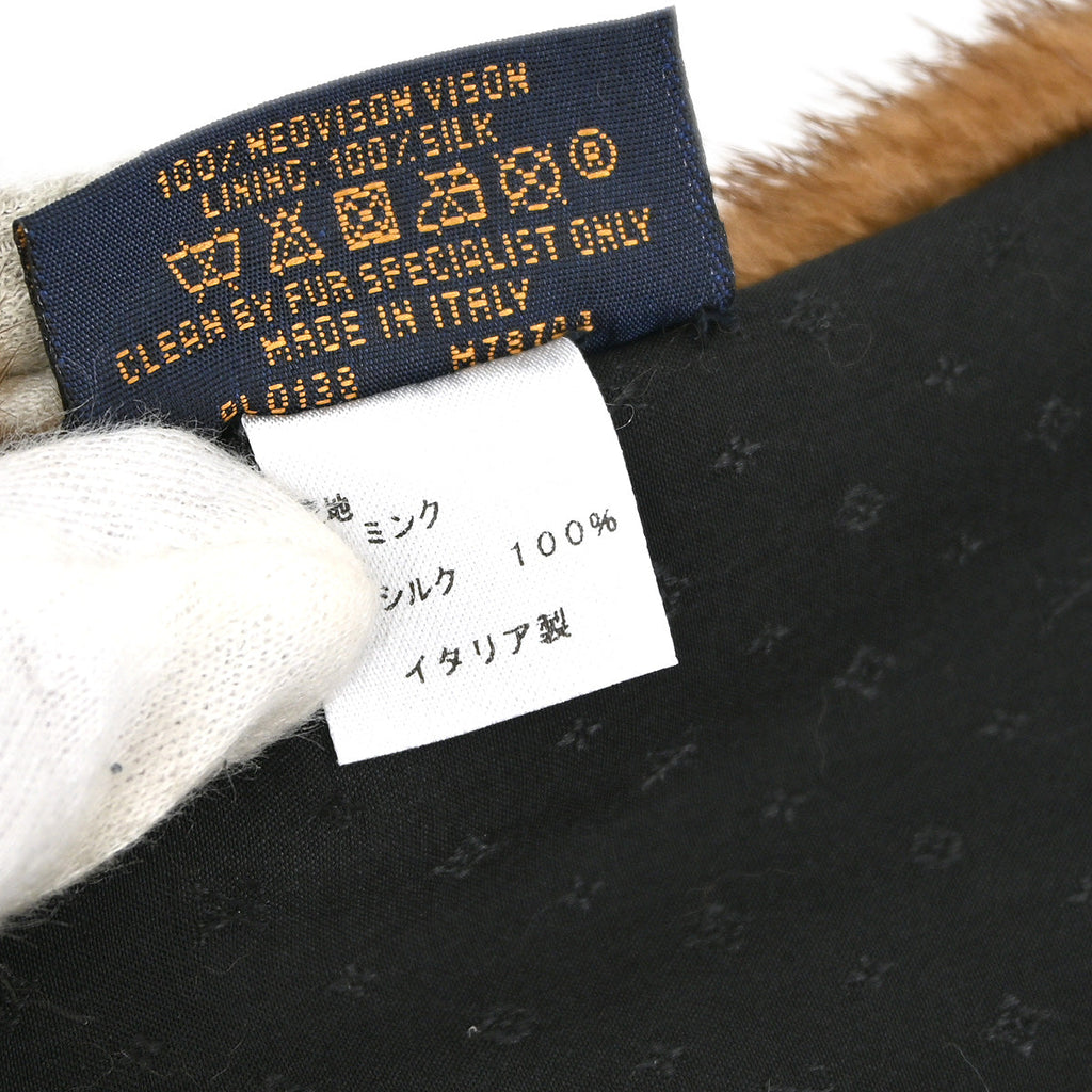 Louis Vuitton Brown Fur Monogram Echarpe Stole Shawl M76737 Small New