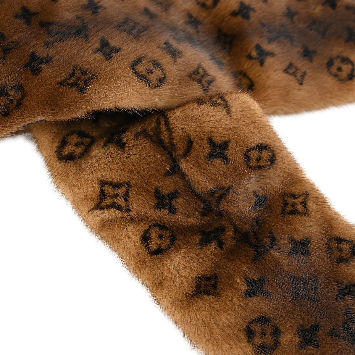 Louis Vuitton Brown Fur Monogram Echarpe Stole Shawl M76737 Small New