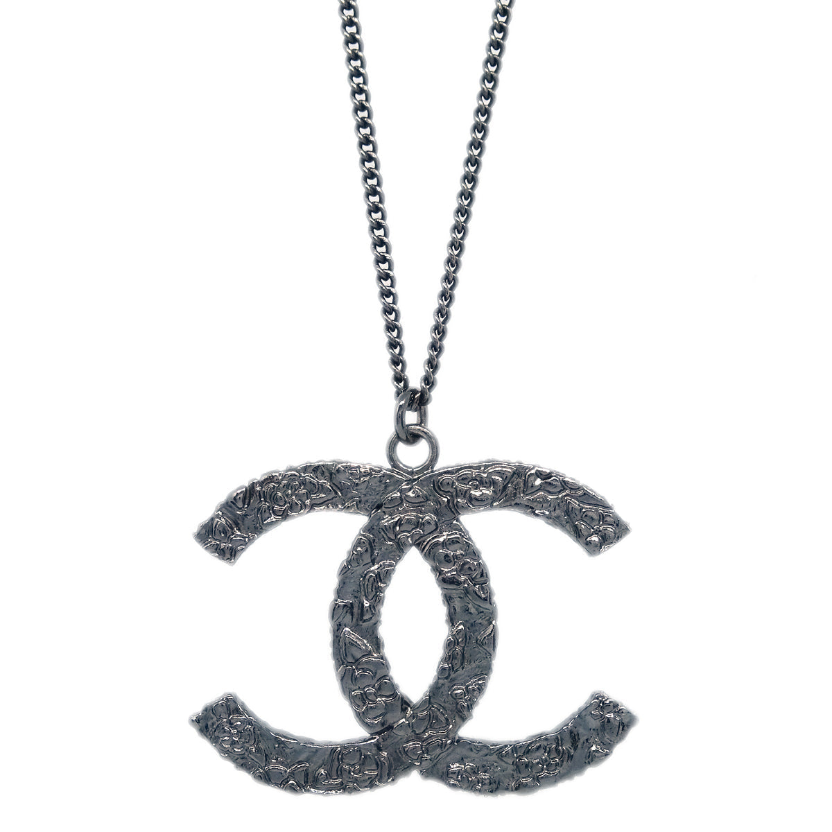 Chanel Chain Pendant Necklace Black B12P
