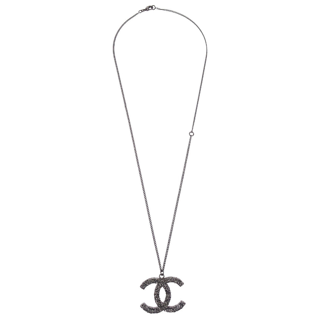 Chanel Chain Pendant Necklace Black B12P