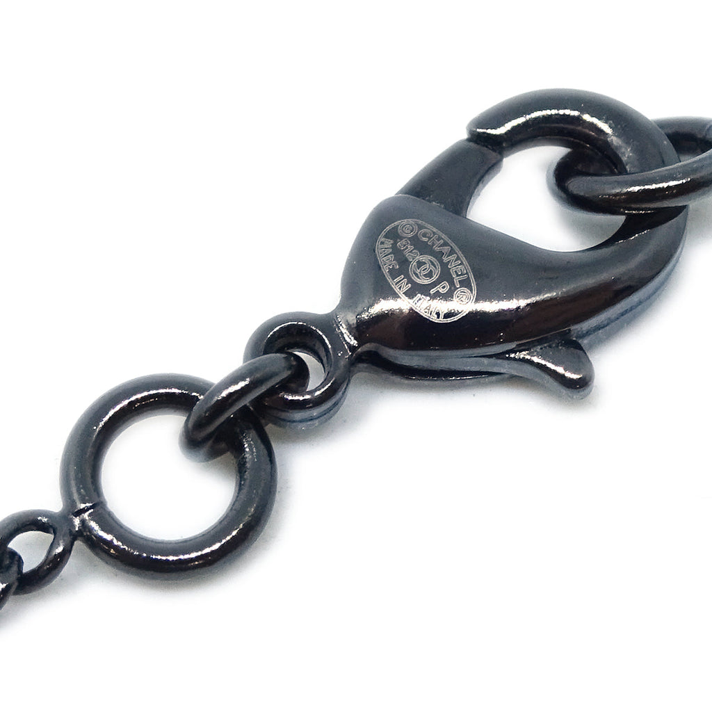 Chanel Chain Pendant Necklace Black B12P