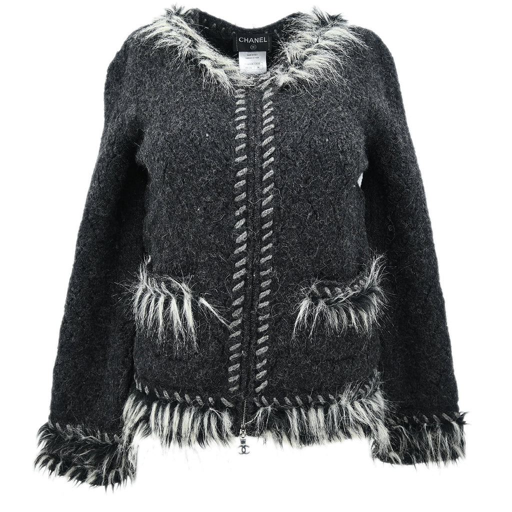 Chanel 2010 Zip Up Cardigan Dark Gray #36