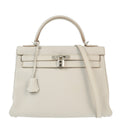 Hermes 2013 Pearl Gray Taurillon Clemence Kelly 32 Retourne Handbag