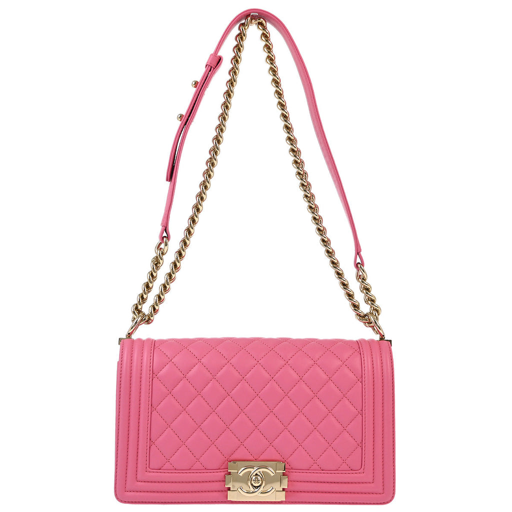 Medium Boy Chanel 2018-2019 Pink Calfskin Chain Shoulder Bag