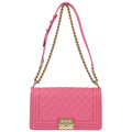 Medium Boy Chanel 2018-2019 Pink Calfskin Chain Shoulder Bag