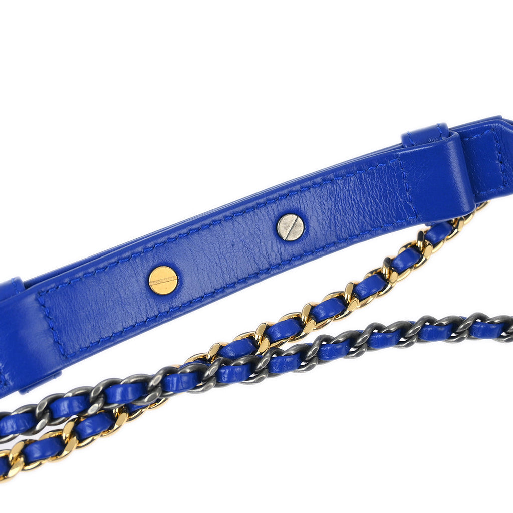 Chanel 2019 Blue Tweed Calfskin Small Gabrielle Shoulder Bag