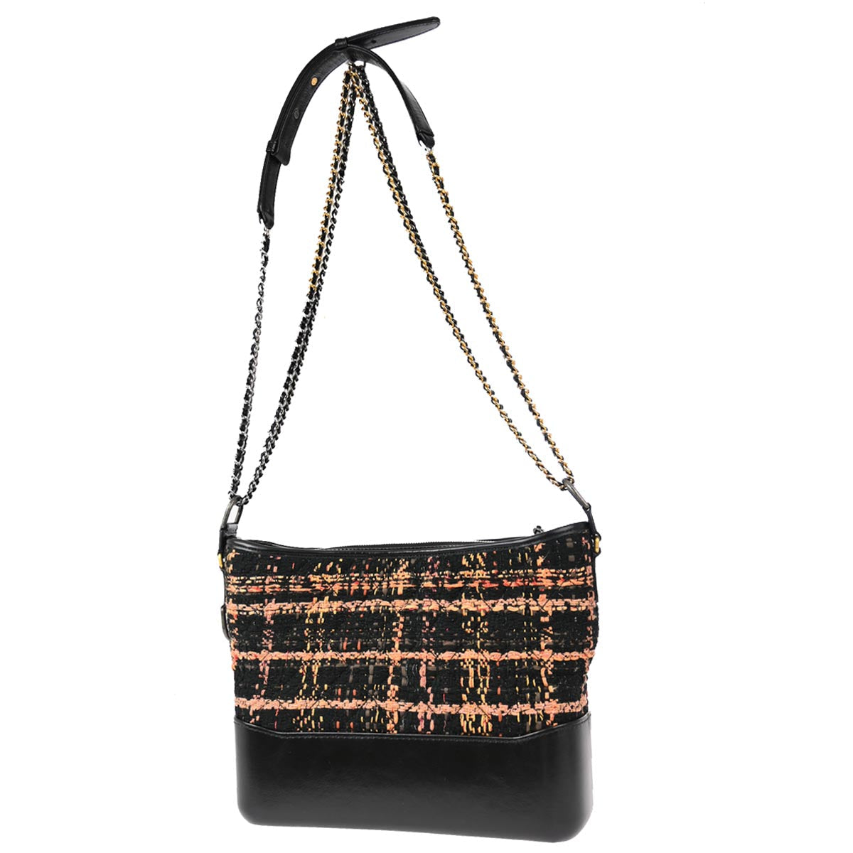 Chanel 2018 Black Tweed Calfskin Medium Gabrielle Shoulder Bag