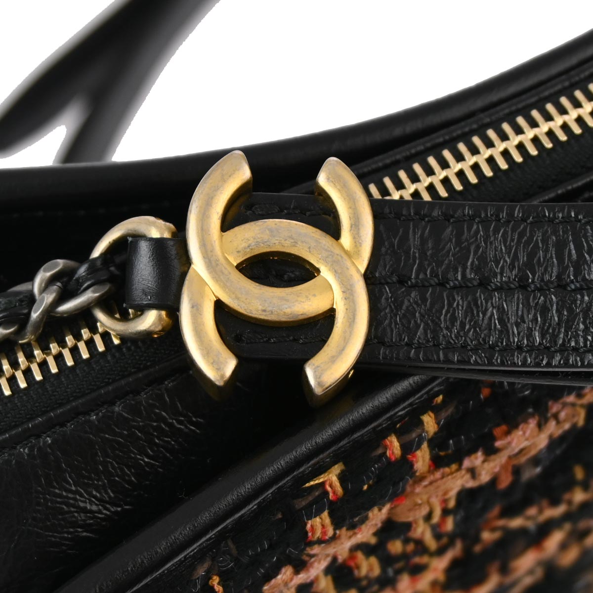 Chanel 2018 Black Tweed Calfskin Medium Gabrielle Shoulder Bag