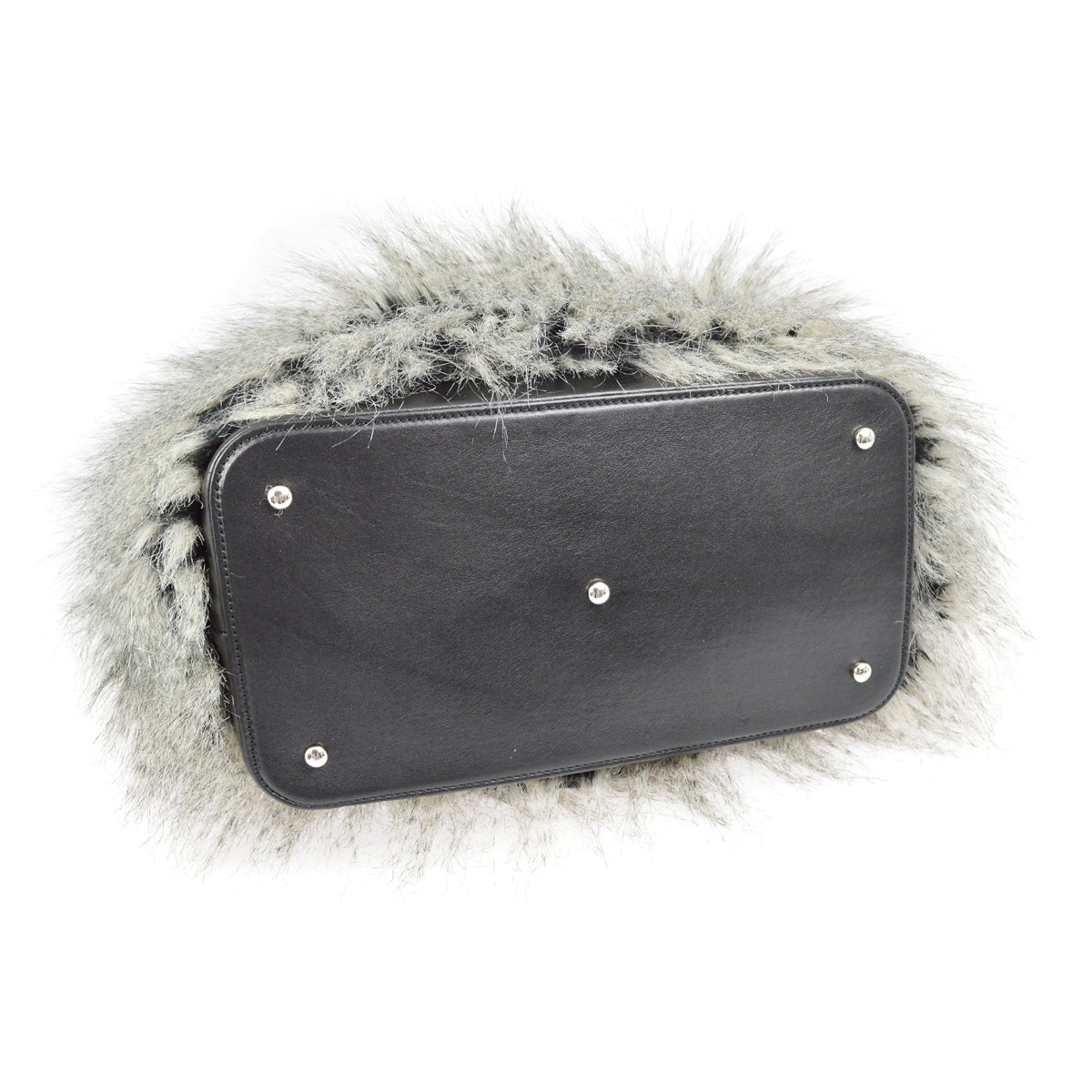 Chanel 2010-2011 Black Faux Fur Lambskin Paris-Biarritz Tote Handbag