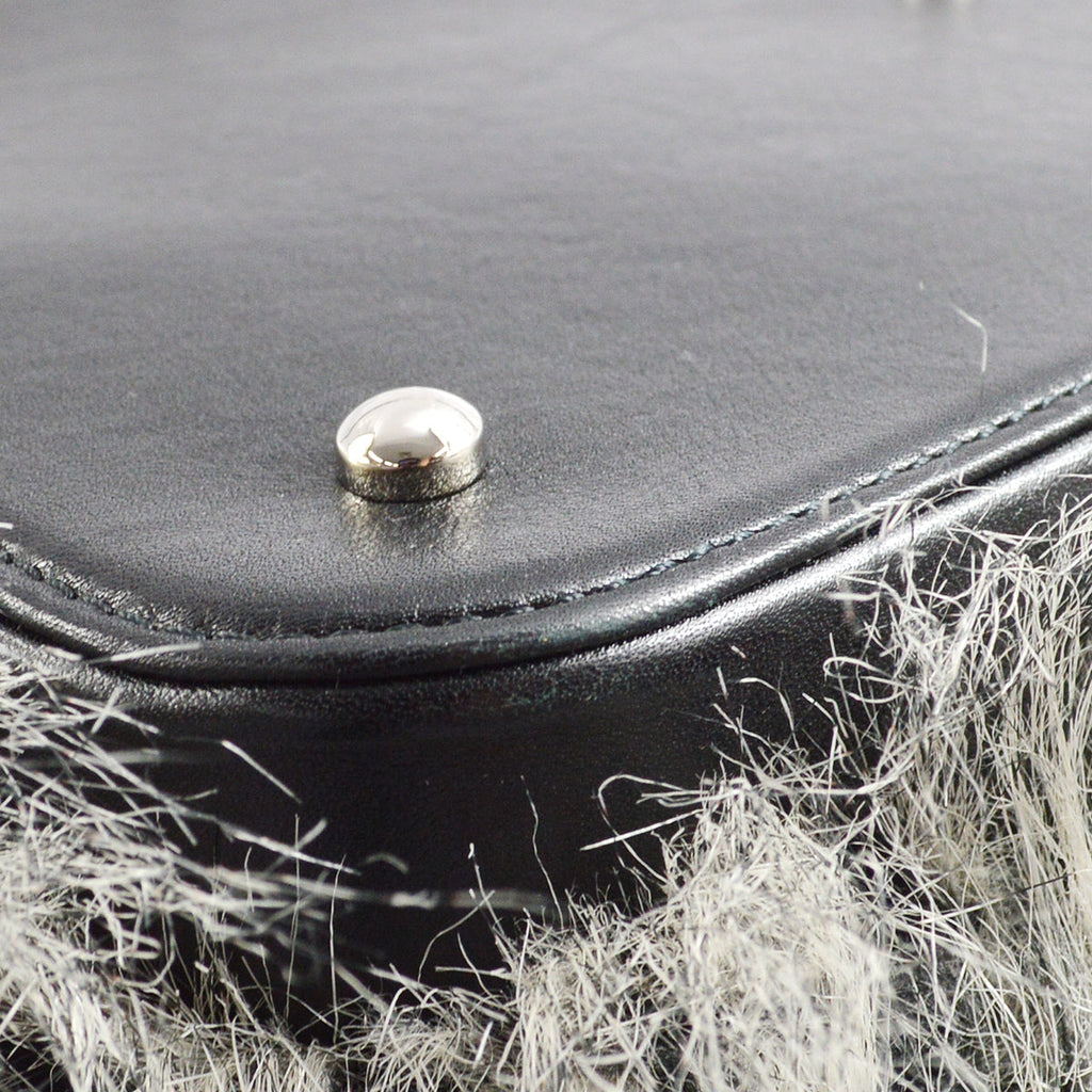 Chanel 2010-2011 Black Faux Fur Lambskin Paris-Biarritz Tote Handbag