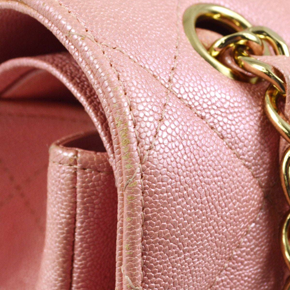 Chanel 2019 Pink Caviar Jumbo Classic Double Flap Shoulder Bag
