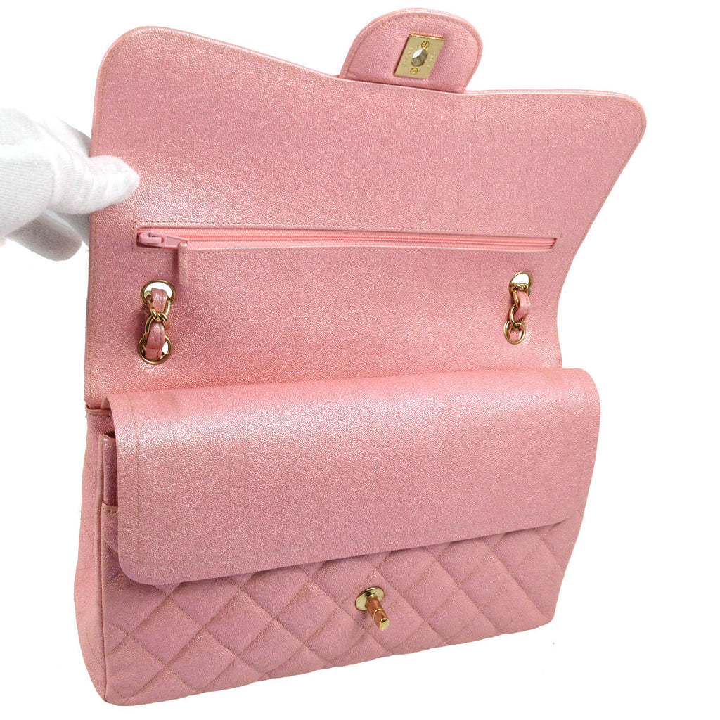 Chanel 2019 Pink Caviar Jumbo Classic Double Flap Shoulder Bag