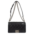 Medium Boy Chanel 2013-2014 Black Medium Double Chain Shoulder Bag