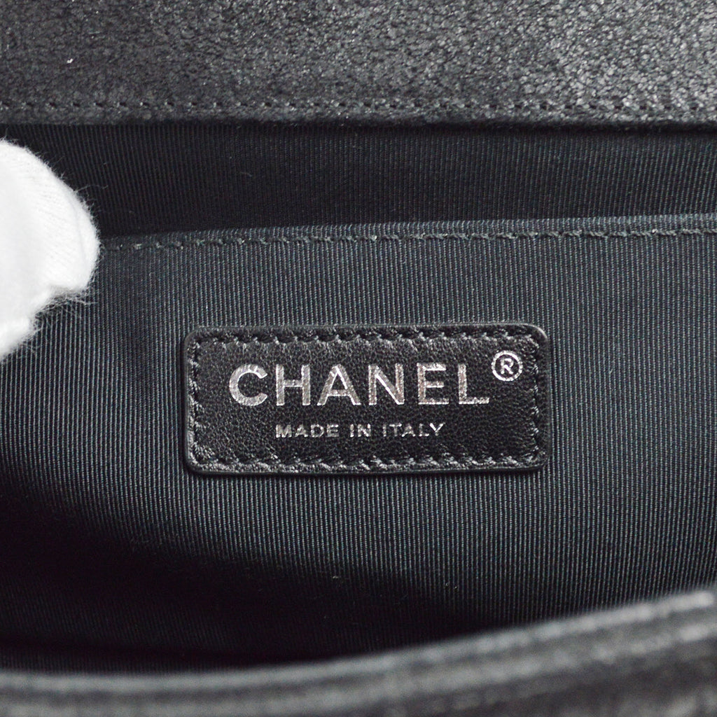 Medium Boy Chanel 2013-2014 Black Medium Double Chain Shoulder Bag