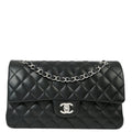 Chanel 2012 Black Lambskin Medium Classic Double Flap Shoulder Bag