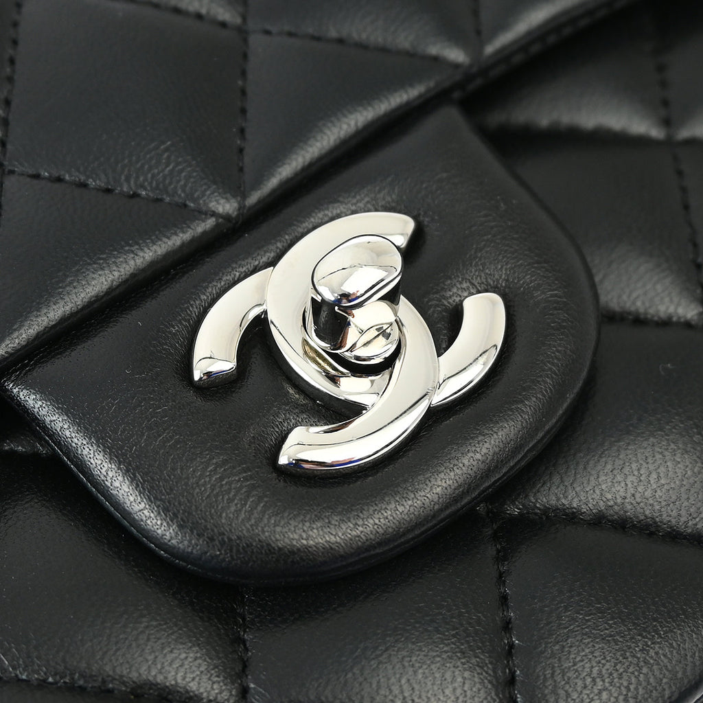 Chanel 2012 Black Lambskin Medium Classic Double Flap Shoulder Bag