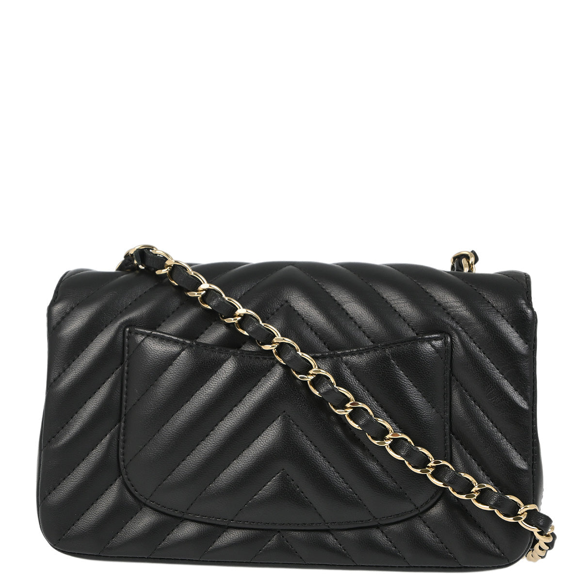 Chanel 2018-2019 Black Lambskin Chevron Classic Single Flap Shoulder Bag