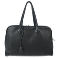 Hermes 2015 Black Taurillon Clemence Victoria 35 Handbag