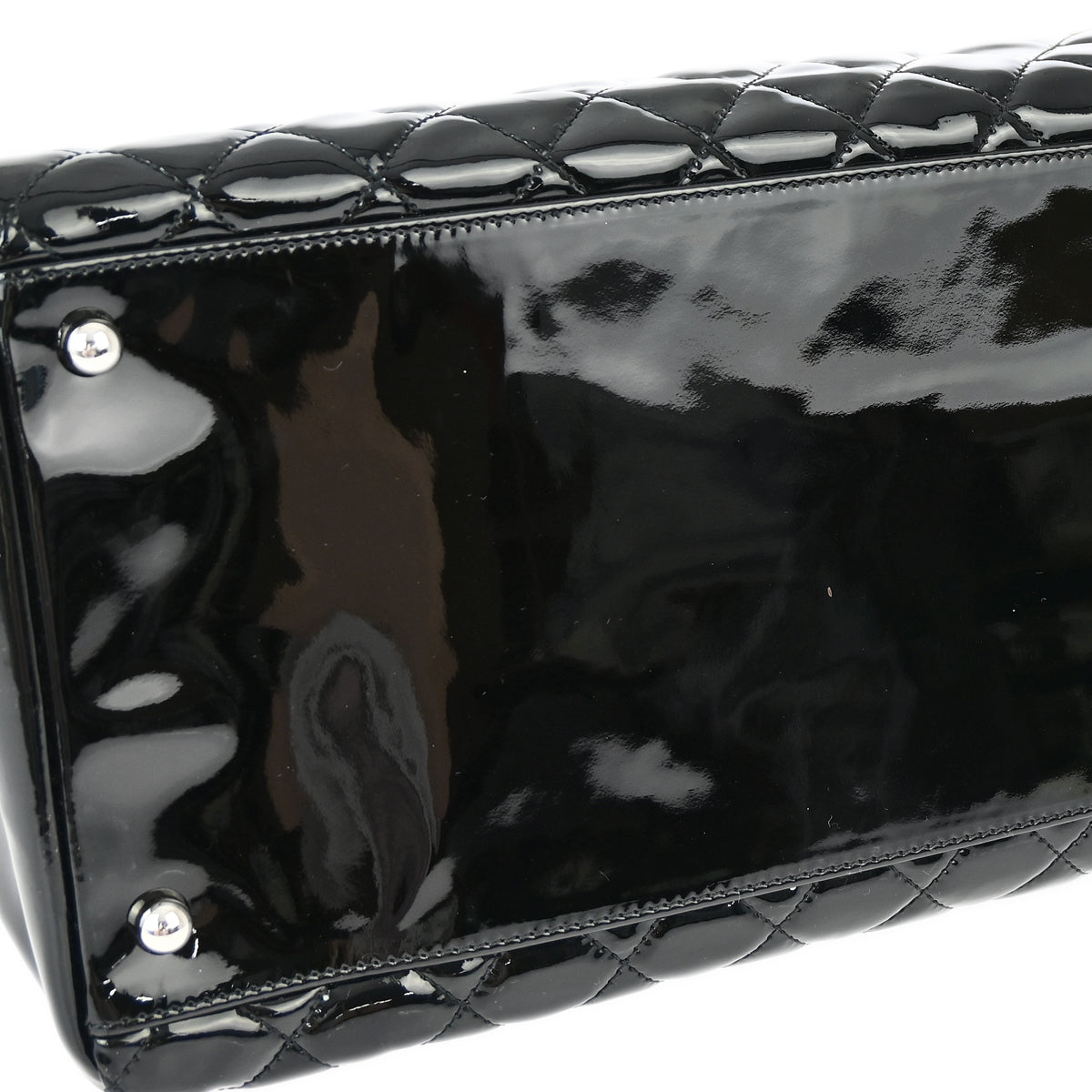 Chanel 2011 Black Patent Leather Maxi Mademoiselle Bowling Bag