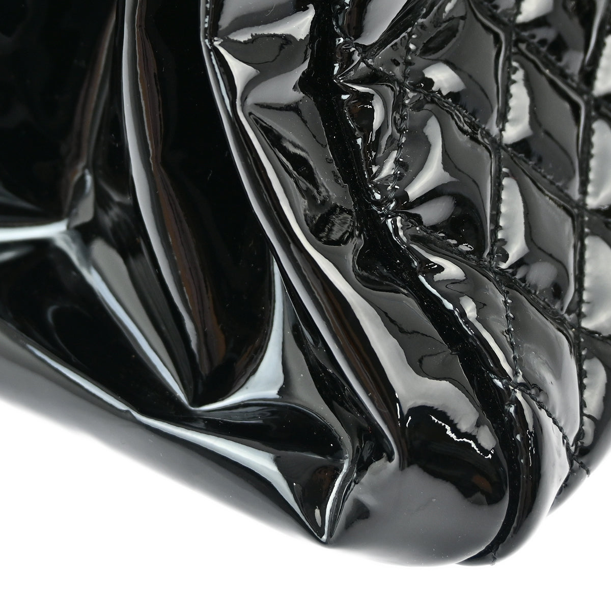 Chanel 2011 Black Patent Leather Maxi Mademoiselle Bowling Bag