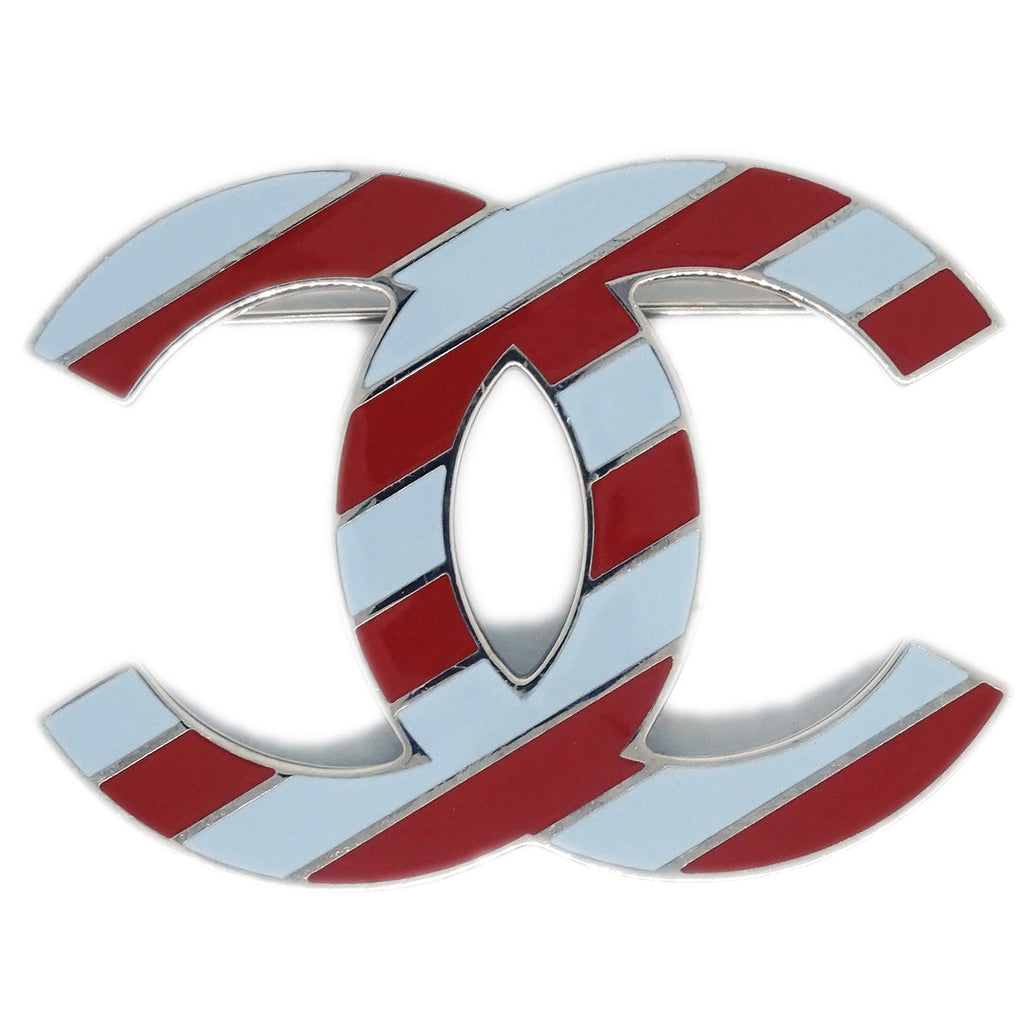 Chanel 2016 CC Brooch Pin Bordeaux Gray 16S