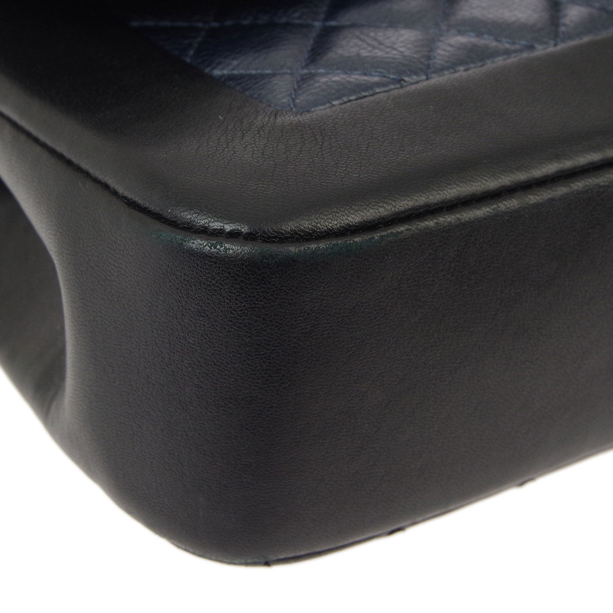 Chanel 2017-2018 Black Blue Lambskin Single Flap Shoulder Bag
