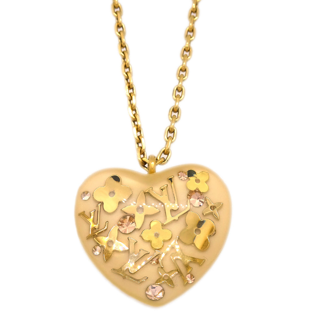 Louis Vuitton 2011 Heart Chain Pendant Necklace Gold M66219