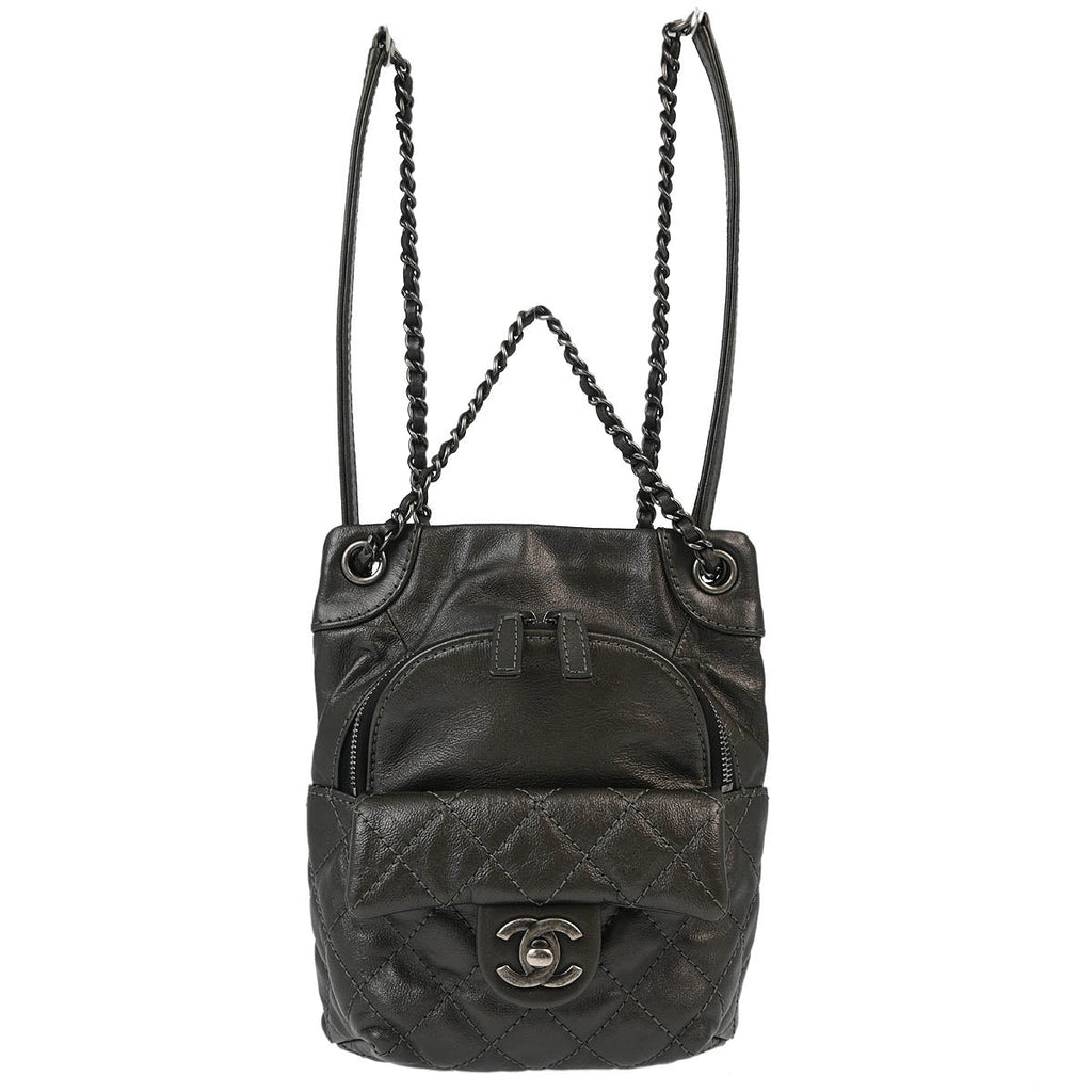 Chanel 2015-2016 Metallic Black Lambskin Backpack
