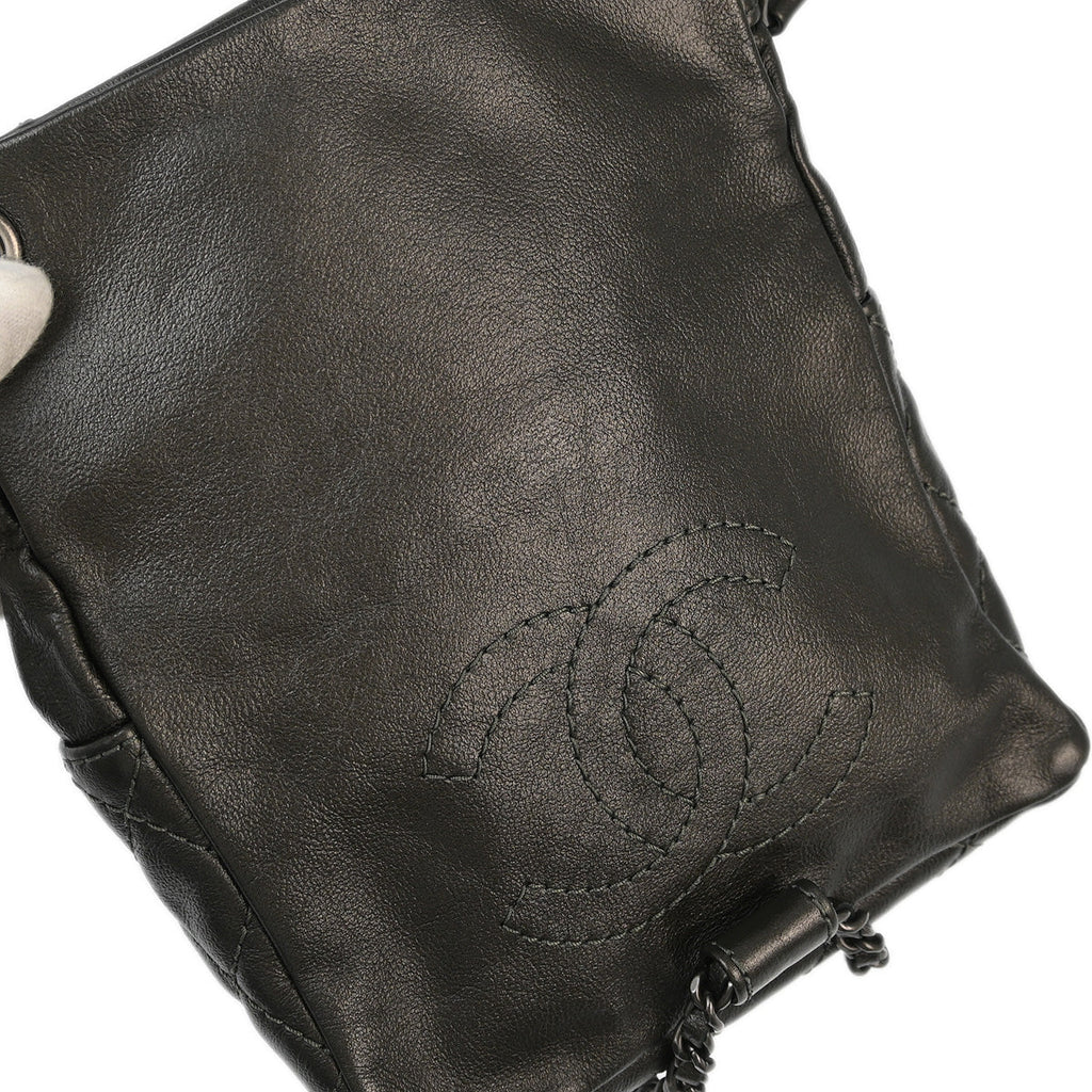 Chanel 2015-2016 Metallic Black Lambskin Backpack
