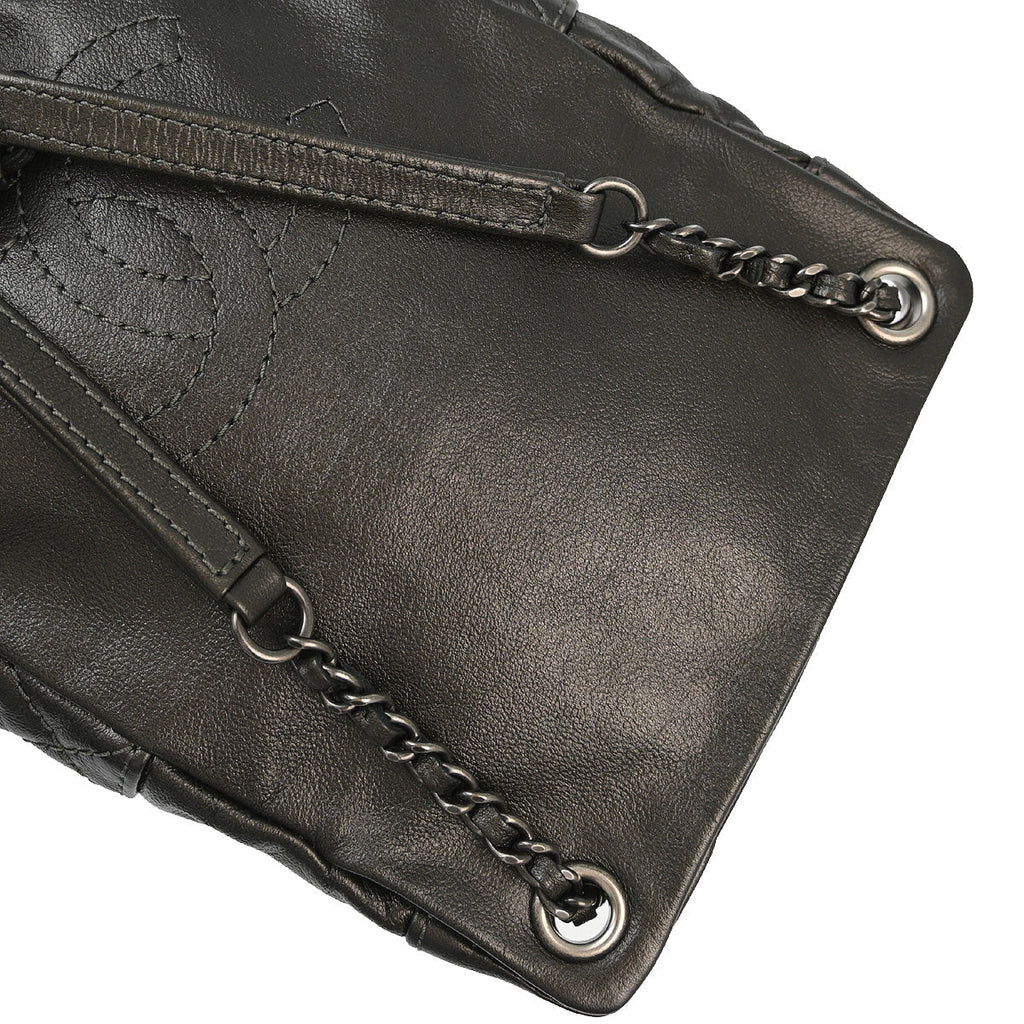 Chanel 2015-2016 Metallic Black Lambskin Backpack