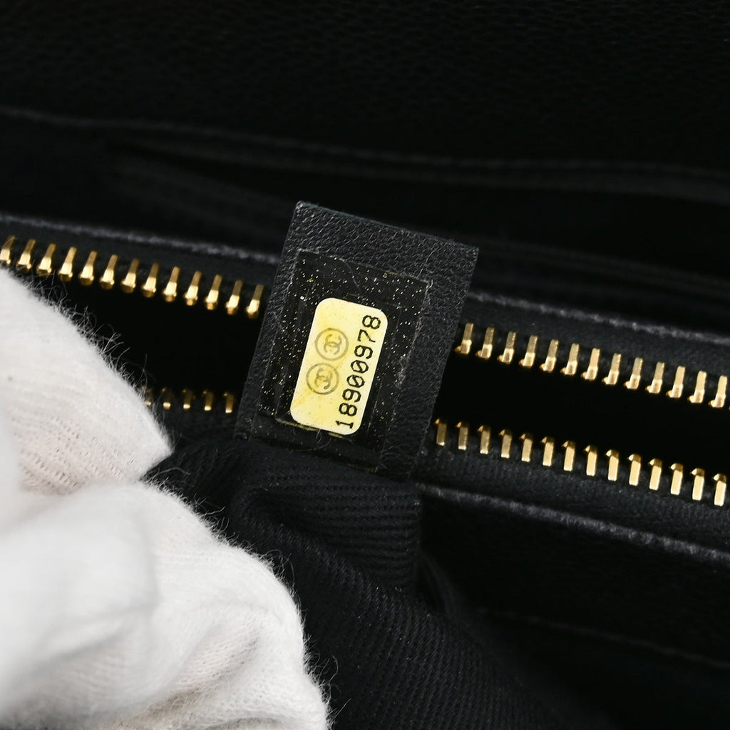 Chanel 2013-2014 Black Caviar Chain Tote Handbag