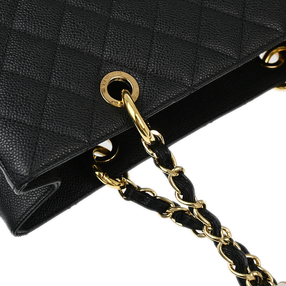 Chanel 2012 Black Caviar Grand Shopping Tote GST Chain Handbag