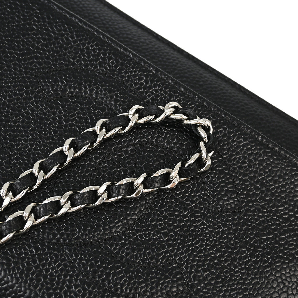Chanel 2014 Black Caviar Timeless WOC Chain Shoulder Wallet Bag
