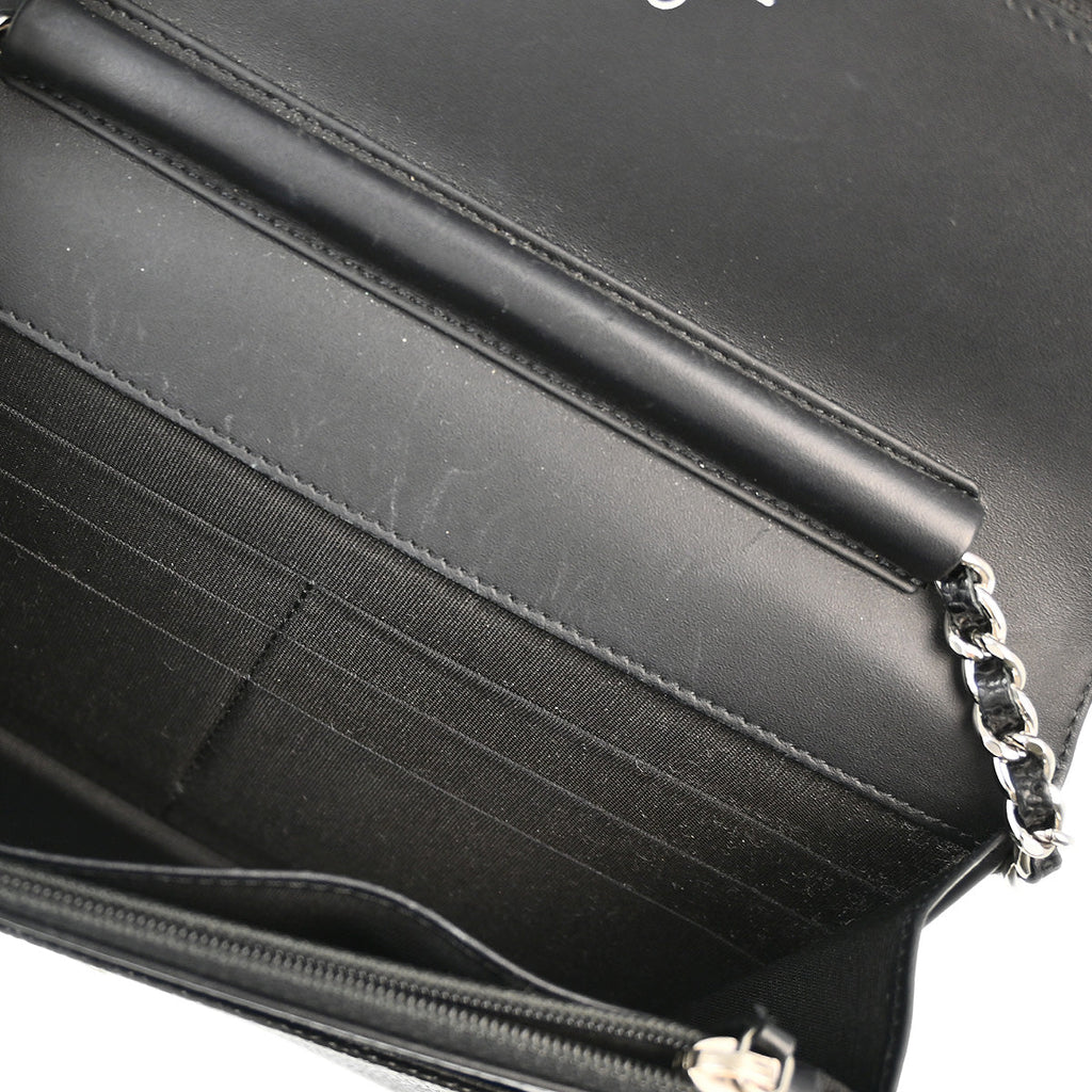 Chanel 2014 Black Caviar Timeless WOC Chain Shoulder Wallet Bag