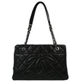 Chanel 2013-2014 Black Caviar Chain Tote Handbag
