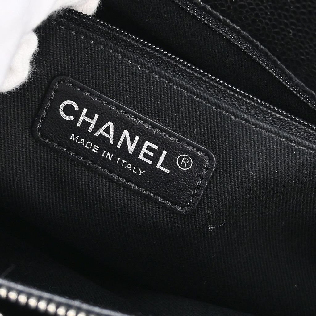 Chanel 2013-2014 Black Caviar Chain Tote Handbag