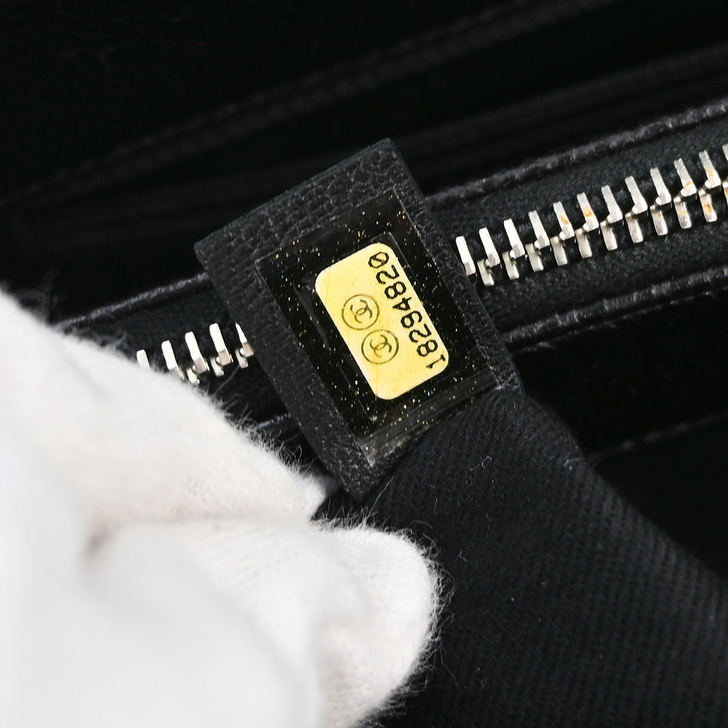 Chanel 2013-2014 Black Caviar Chain Tote Handbag