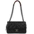 Chanel 2013-2014 Black Calfskin Duo Color Chain Shoulder Bag